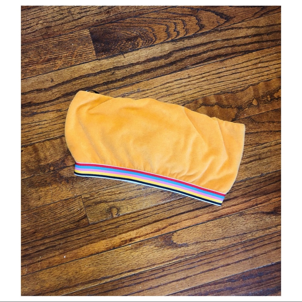 Bright Yellow Tube Top with Rainbow Elastic
